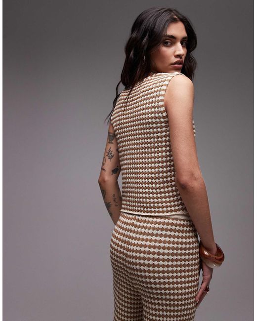 TOPSHOP Brown – karierte strickweste, kombiteil