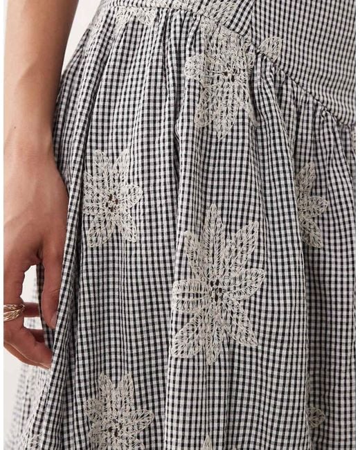 Y.A.S Gray Floral Embroidered Full Midi Skirt Co-ord