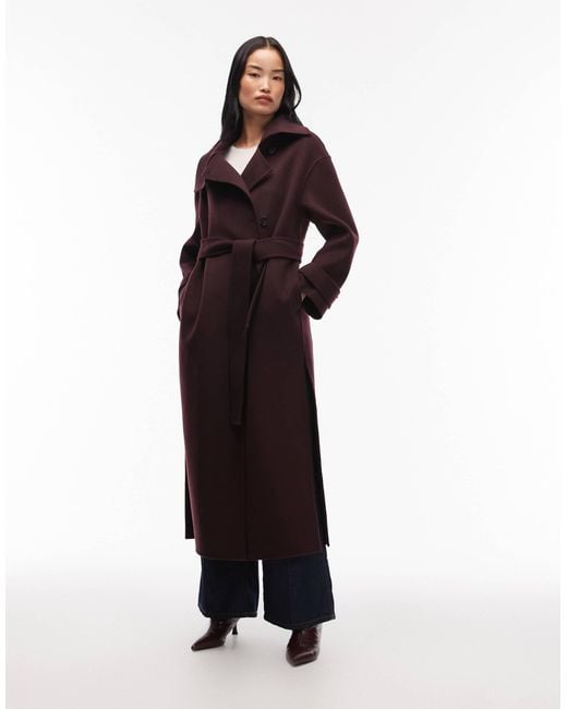 ARKET Blue Wool Maxi Belted Trench Coat With Side Splits