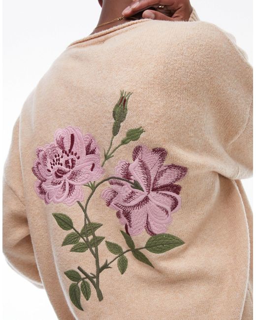 Topman Pink Floral Embroidered Cardigan for men