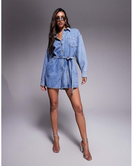 GOOD AMERICAN Blue Weightless Denim Romper