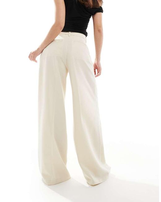 Monki White High Waist Wide Leg Trousers With Front Pleat