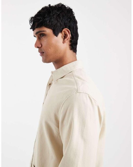 ASOS Natural Overshirt With Workwear Badging for men