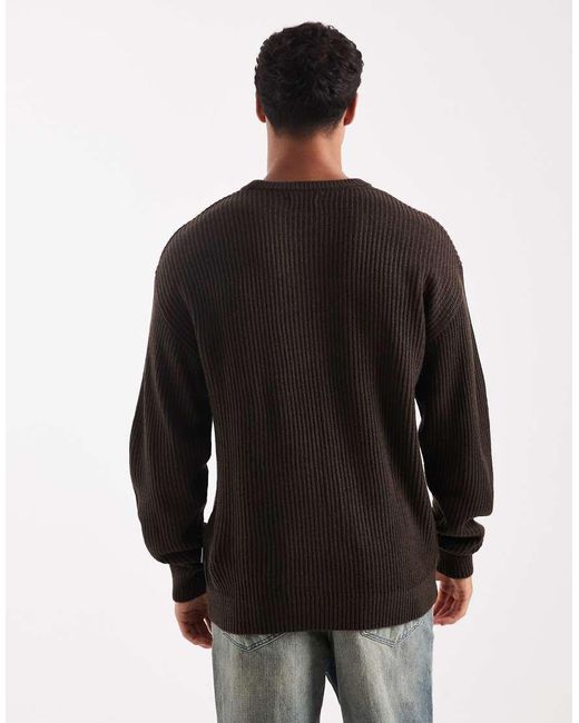 JJ Rebel Oversized Trui Met Textuur in het Black voor heren