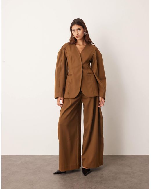 Blazer d'ensemble sculpté en sergé - marron ARRANGE en coloris Brown