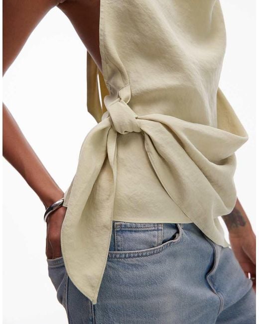 TOPSHOP Superzachte Haltertop Van Cupro in het Green