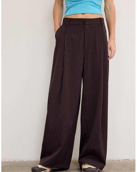 Stradivarius Blue Barrel Smart Trousers