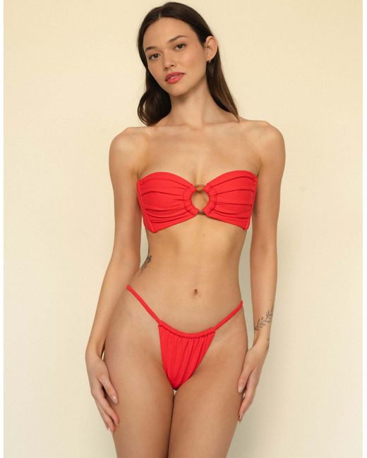 Montce Women's Red Cherry Brasil Scrunch Bikini Bottoms