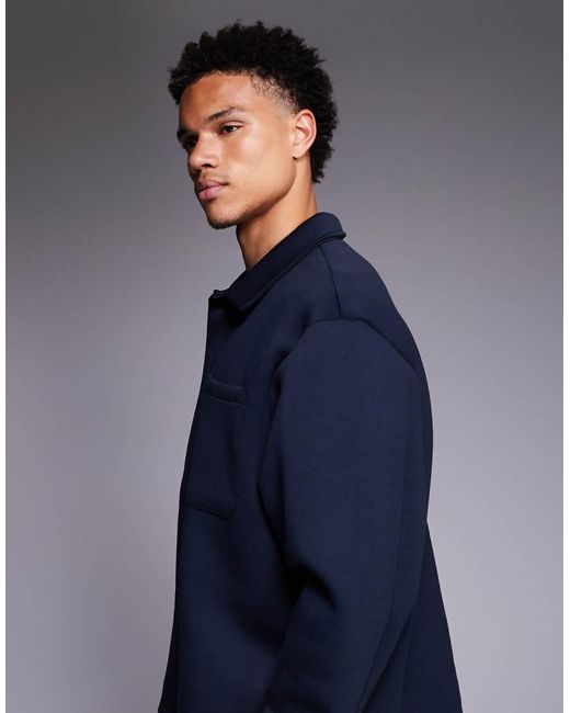ASOS Blue Heavyweight Oversized Overshirt for men