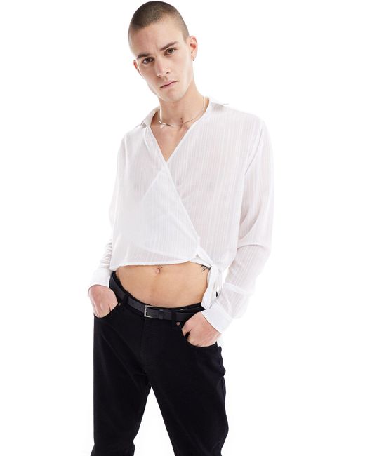 ASOS White Relaxed Wrap Shirt for men