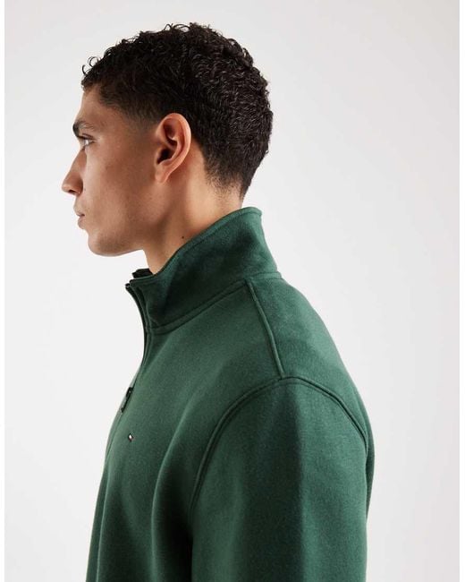 Tommy Hilfiger Green Badge 1/4 Zip Fleece Sweatshirt for men