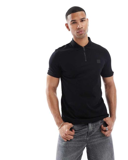 Boss Black Passerzip Tonal Logo Slim Fit Polo for men