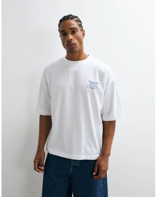 ASOS White Boxy Oversized T-shirt With Food And Drink Graphic for men