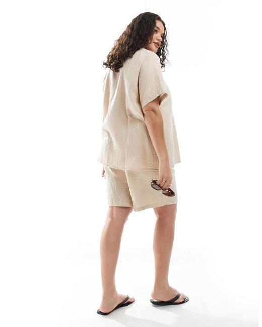 ONLY Natural – schlupf-shorts aus dünnem, weitmaschig gewebtem baumwollstoff