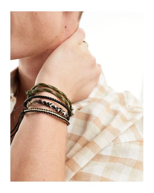 ASOS Natural 5 Pack Cord Bracelet Set for men