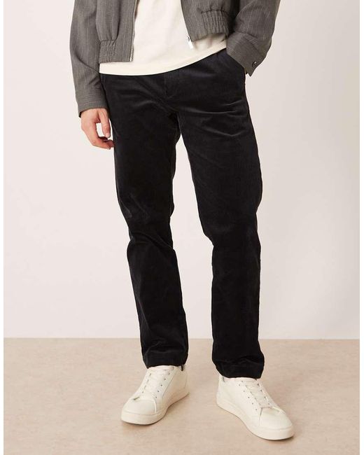 Mango Blue Tapered Cord Trousers for men