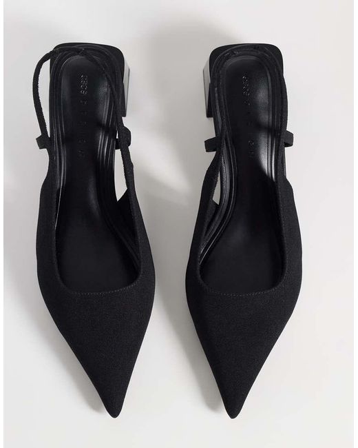 ASOS White Steam Cut Out Detail Slingback Block Heeled Shoes
