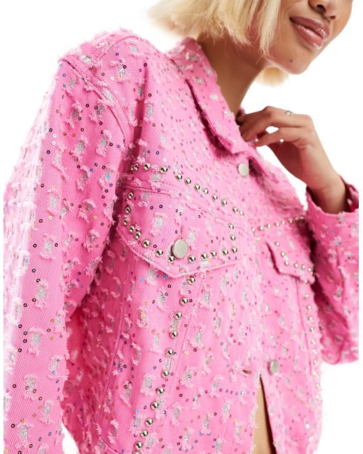 Labelrail Pink X Dyspnea Rodeo Western Embellished Denim Jacket