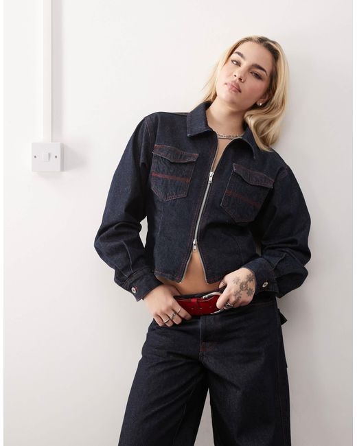 Collusion Blue Fitted Denim Jacket