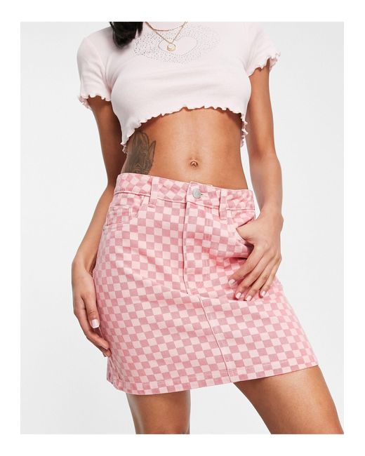 Urban Bliss Checkerboard Mini Skirt In Pink Lyst Canada 