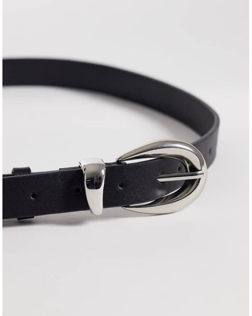 New Look White Silver Buckle Belt