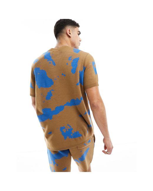 Camiseta holgada con cuello redondo y patrón efecto tie dye ASOS de hombre de color Blue