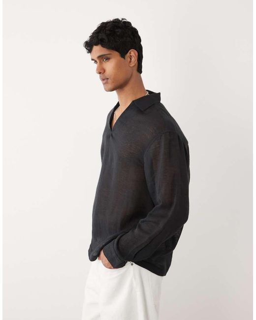 ASOS Black Oversized Overhead Shirt for men