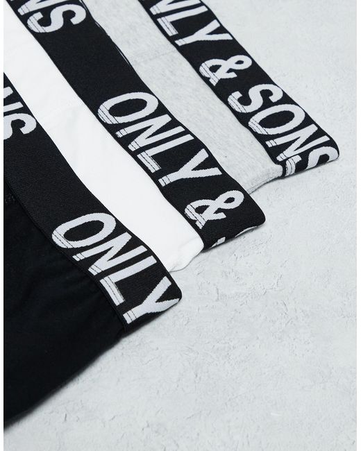 Only & Sons White 3 Pack Trunks for men