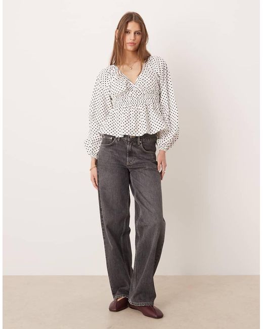 Glamorous Gray Balloon Sleeve Blouse