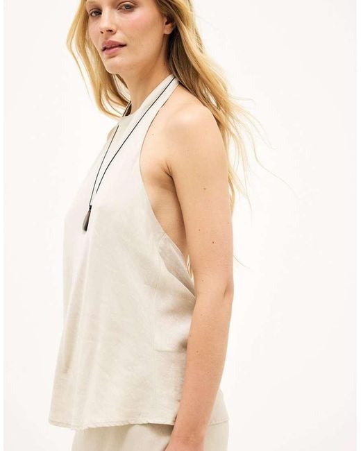 NA-KD Natural Linen Lyocell Blend Halterneck Top