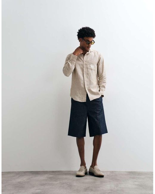 Polo Ralph Lauren Natural Wimbledon Capsule Crest Embroidered Pocket Linen Shirt for men