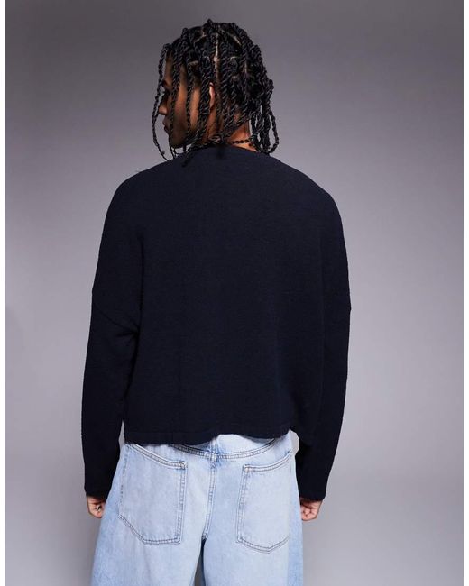 ASOS Blue Super Oversized Cropped Lightweight Jumper for men