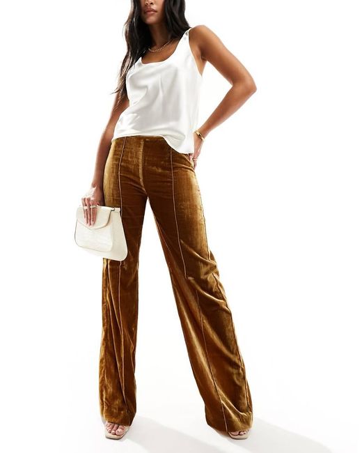 Pantalones De Campana Marrones De Lurex De de Mango de color Marron Lyst