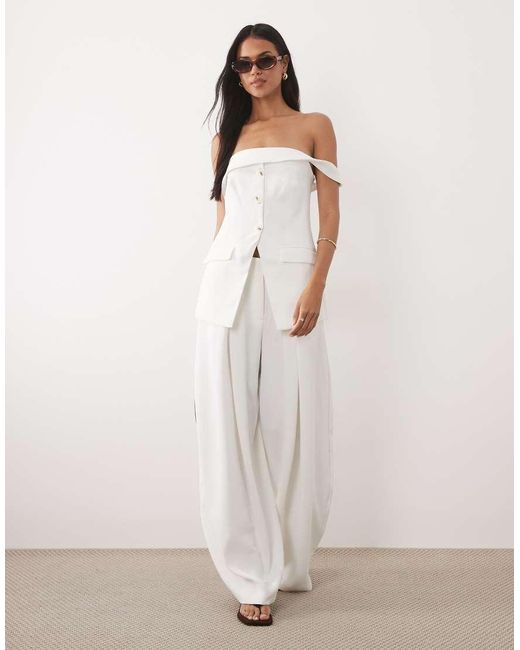ASOS White Tailored Bandeau Button Through Waist Coat