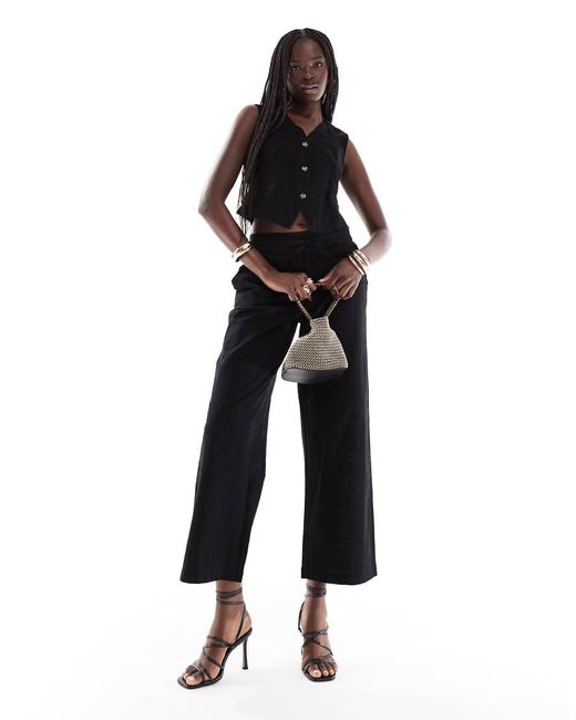 Vero Moda Black Tailored Drawstring Waist Wide Leg Trouser Co-ord