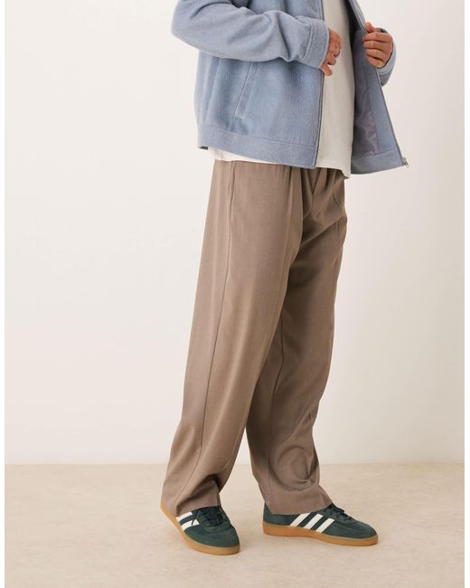 Pantalon habillé ample à plis triples avec taille élastique sur la moitié - beige ASOS pour homme en coloris Multicolor