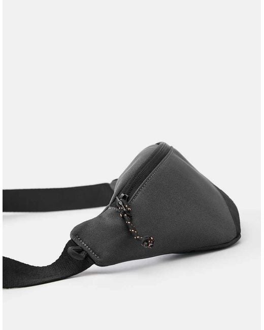 Pull&Bear Black Mixed Fabric Stwd Belt Bag for men