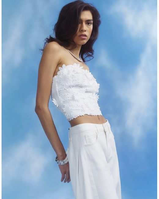 River Island Blue Boutique Lace Bandeau Top
