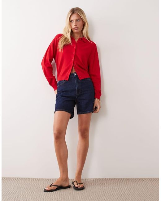 Mango Red Teen Long Sleeve Knitted Polo Cardigan