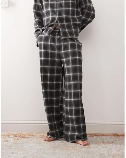 Weekday – karierte lounge-hose aus flanell in Black für Herren