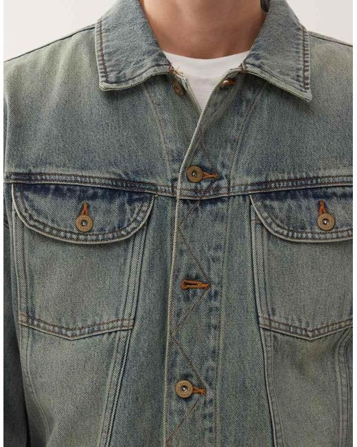Deus Ex Machina Gray Sasafras Denim Trucker Jacket for men