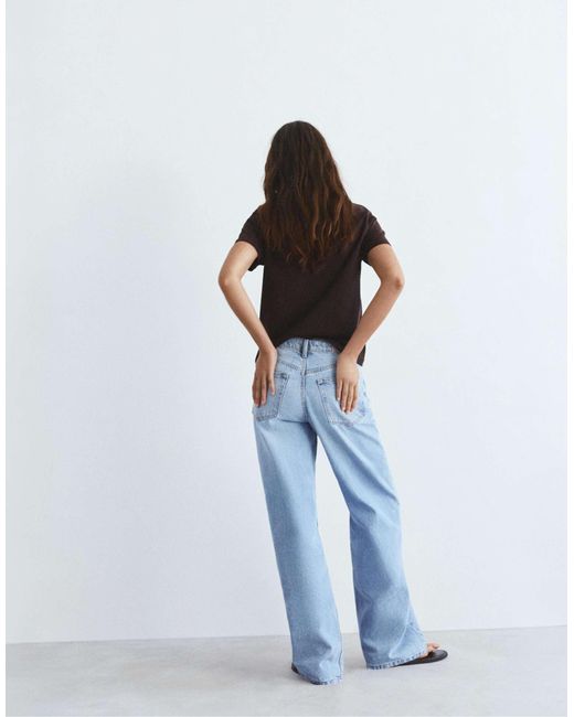 Pull&Bear Blue – kurzärmliges basic-t-shirt