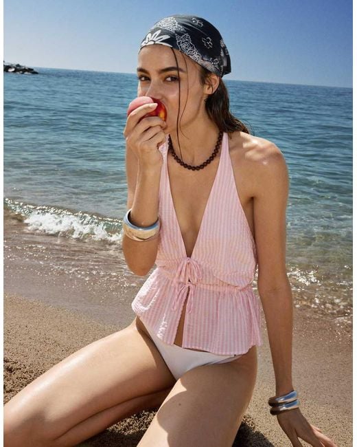 Bershka Blue Halter Top