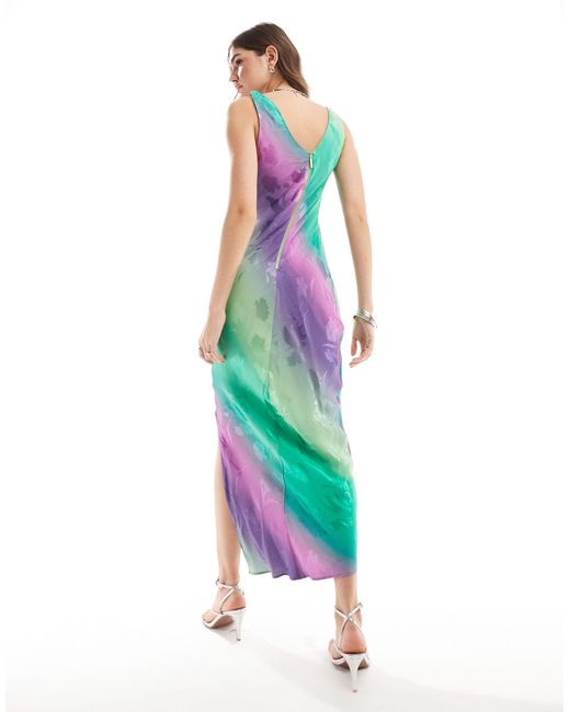 Closet Multicolor Bias Cut Satin Maxi Dress