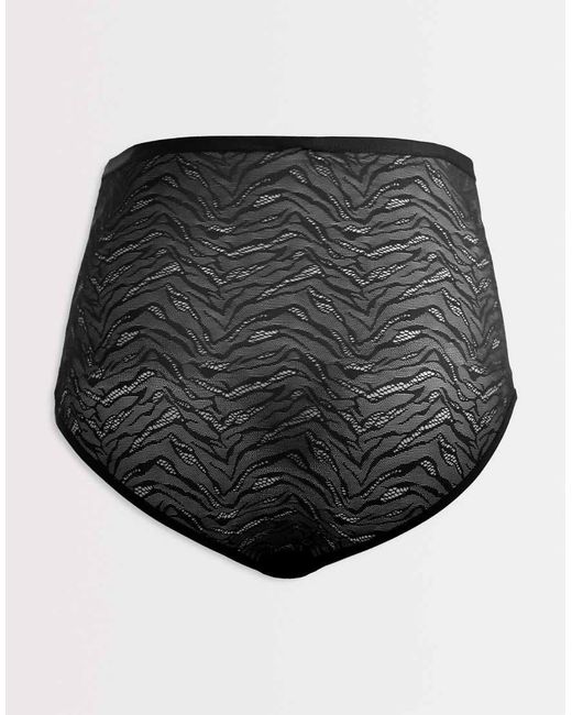 Mama.licious Black Mamalicious Maternity Sheer Zebra Mesh Over The Bump Briefs