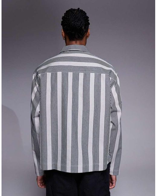 ASOS Recht Oversized Gestreept Overhemd in het Gray voor heren