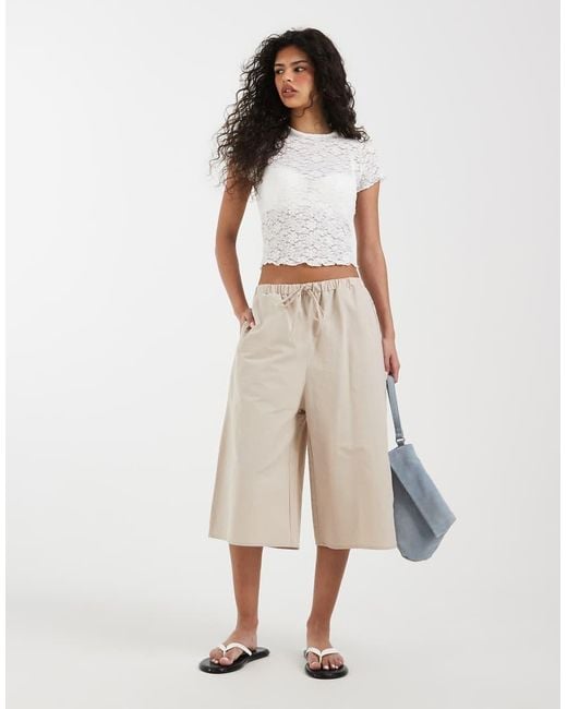ASOS Natural Linen-look Longline Bermuda Shorts
