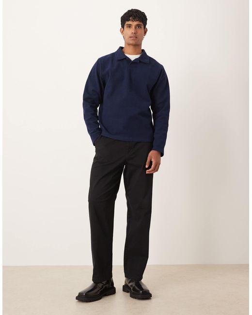 ASOS Blue Oversized Fixed Hem Wool Look Sweatshirt for men