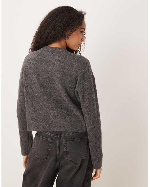 ASOS Gray Wool And Alpaca Waisted Cardigan