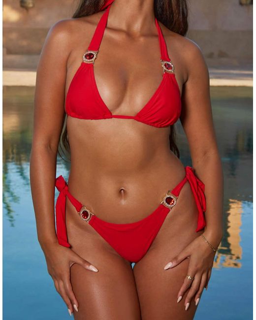 Moda Minx Red X Sophie Piper Amour Tie Side Bikini Bottom